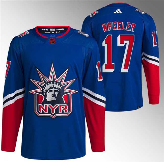 Mens New York Rangers #17 Blake Wheeler Blue Reverse Retro Stitched Jersey->new york rangers->NHL Jersey
